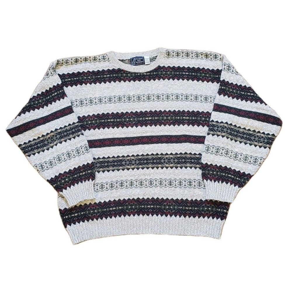 Vintage 90s Peconic Bay Traders Size XL USA Made Mens Cotton Grandpa Sweater